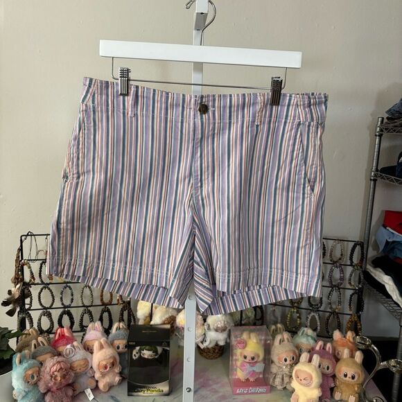 GAP Blue and Pink Striped Shorts Women’s 12 5” inseam casual khaki chino - Picture 5 of 5